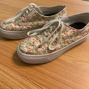 Platform floral lace up shoes w/ ASICS insoles